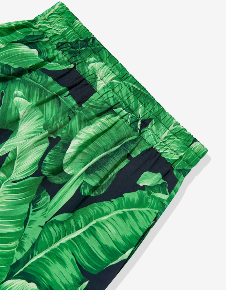 Boys Banana Leaf Bermuda Shorts in Green