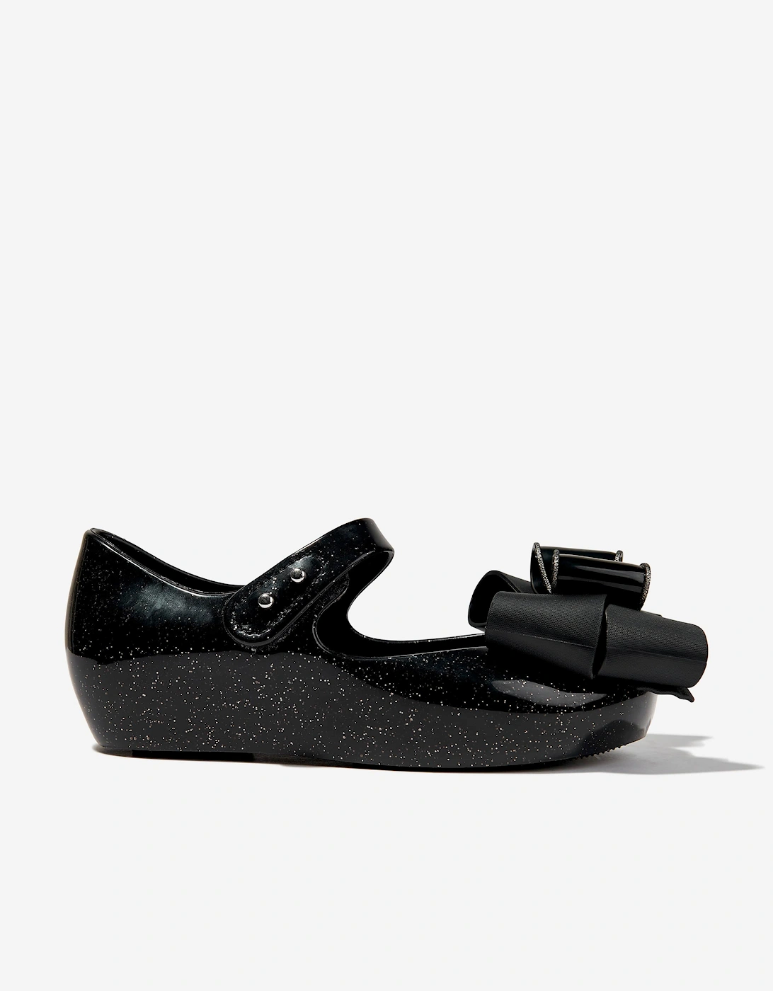 Girls Mini Ultragirl Fab Bow Ballerinas in Black, 5 of 4