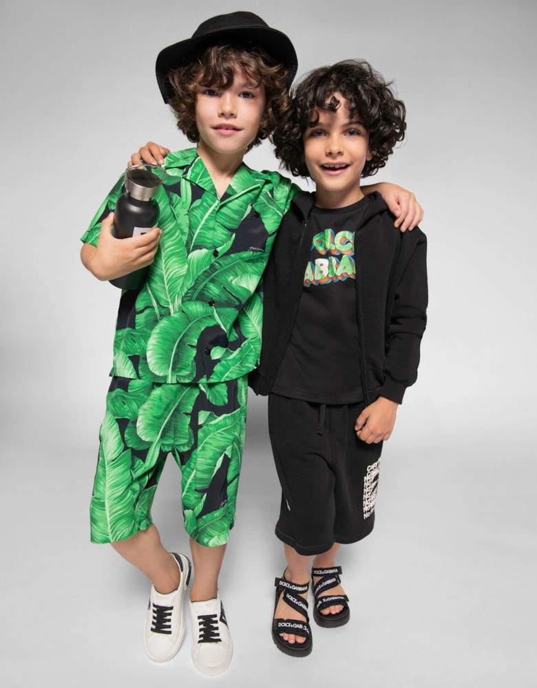 Boys Banana Leaf Bermuda Shorts in Green