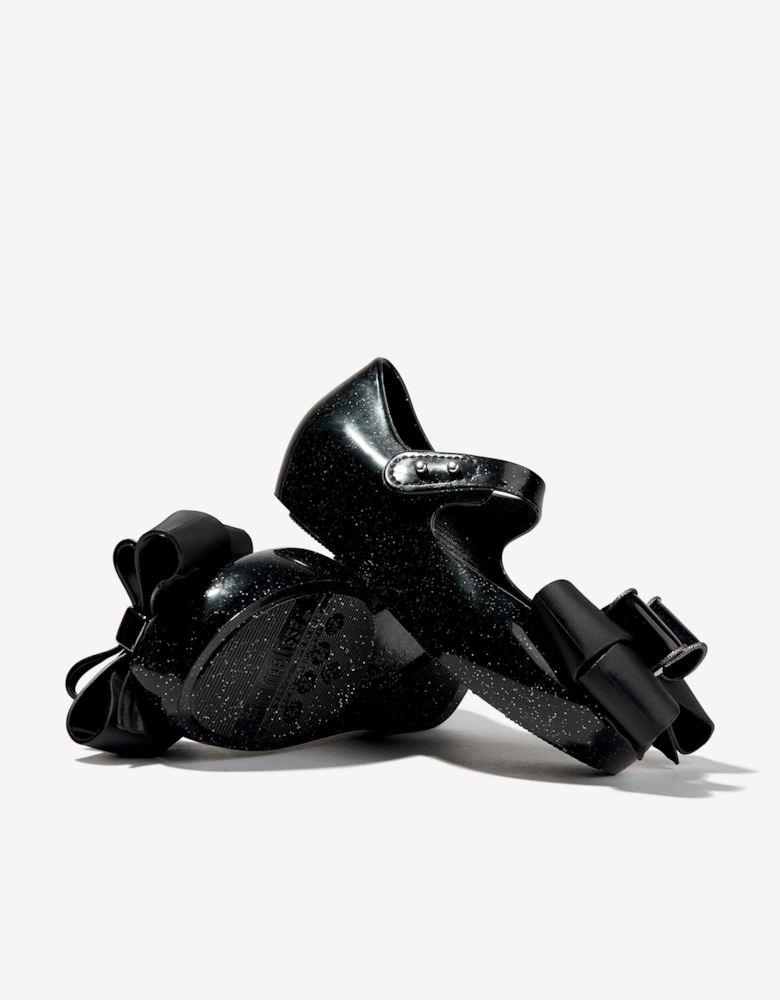 Girls Mini Ultragirl Fab Bow Ballerinas in Black