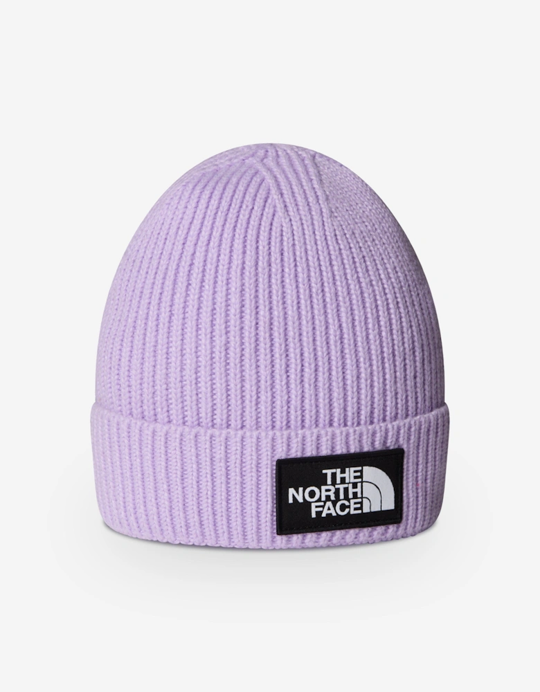 Girls Logo Box Cuffed Beanie in Purple