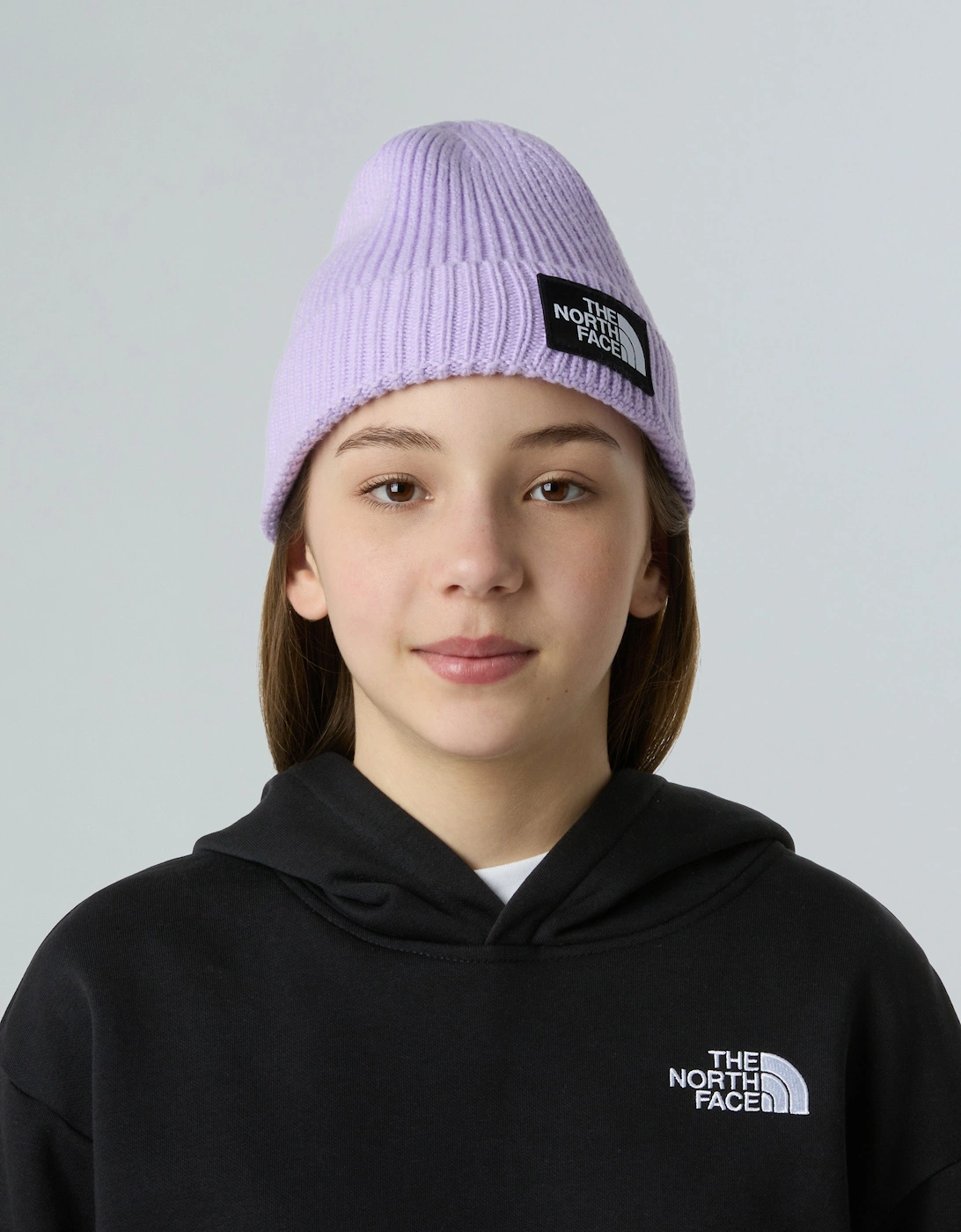 Girls Logo Box Cuffed Beanie in Purple
