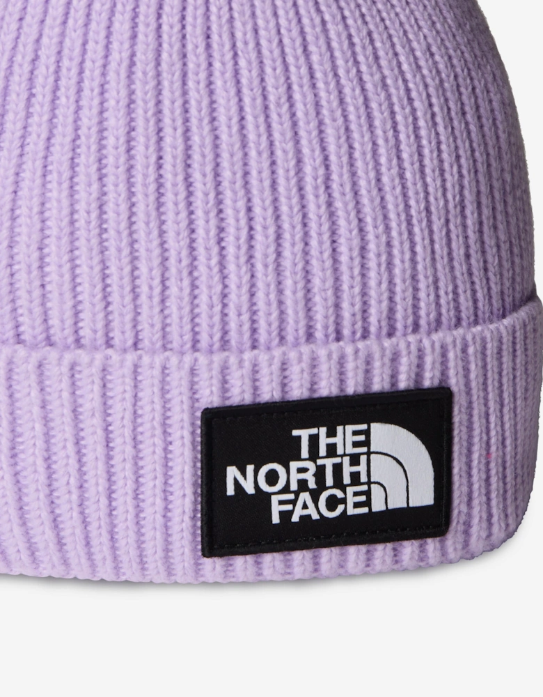 Girls Logo Box Cuffed Beanie in Purple