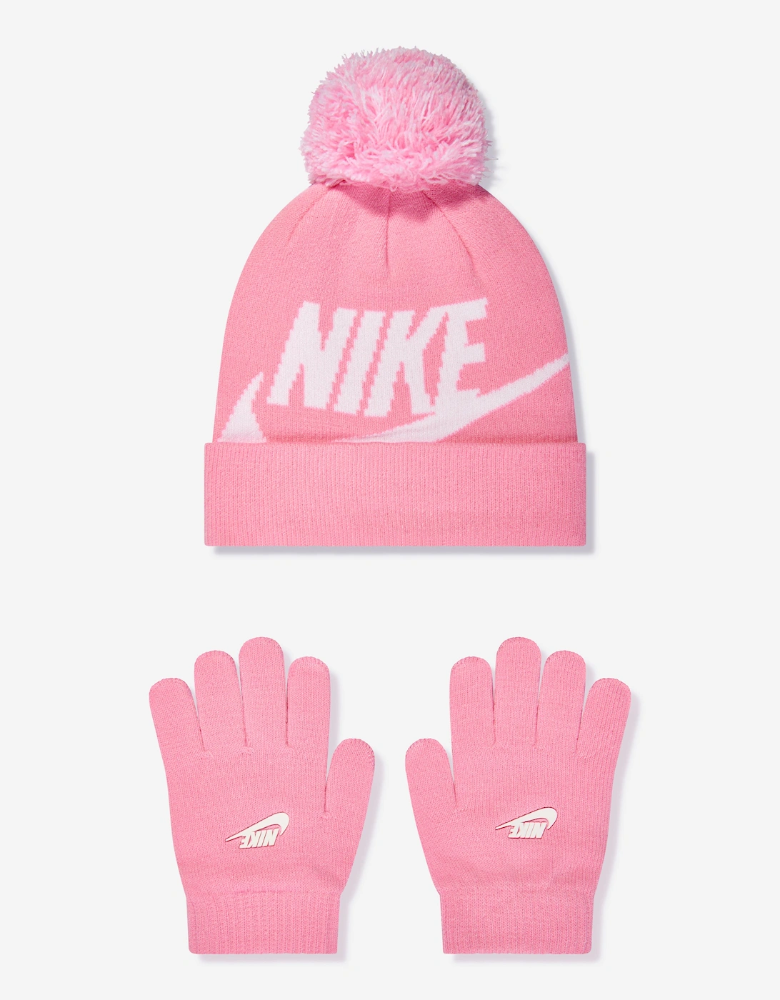 Girls Swoosh Pom Beanie and Glove Set in Pink, 6 of 5