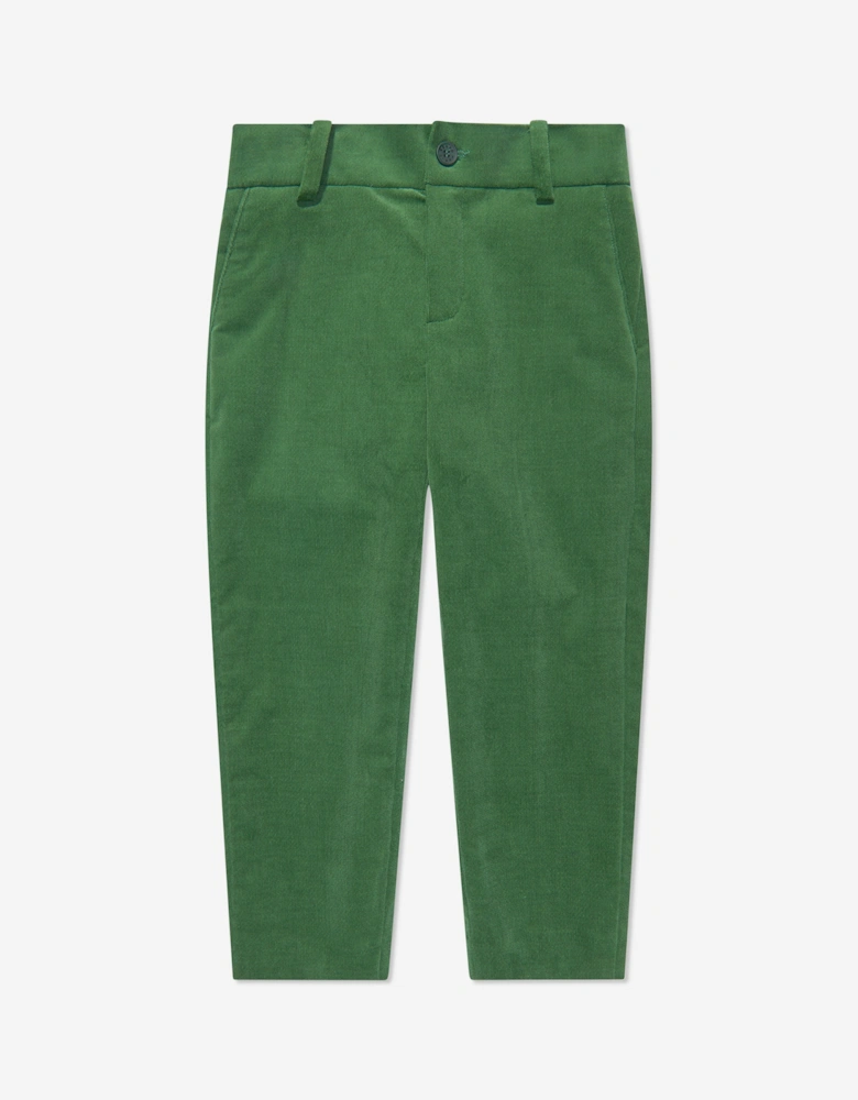 Boys Velvet Trousers in Green