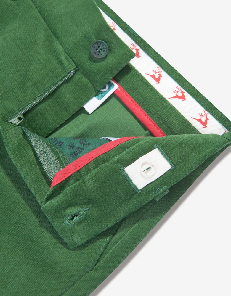 Boys Velvet Trousers in Green