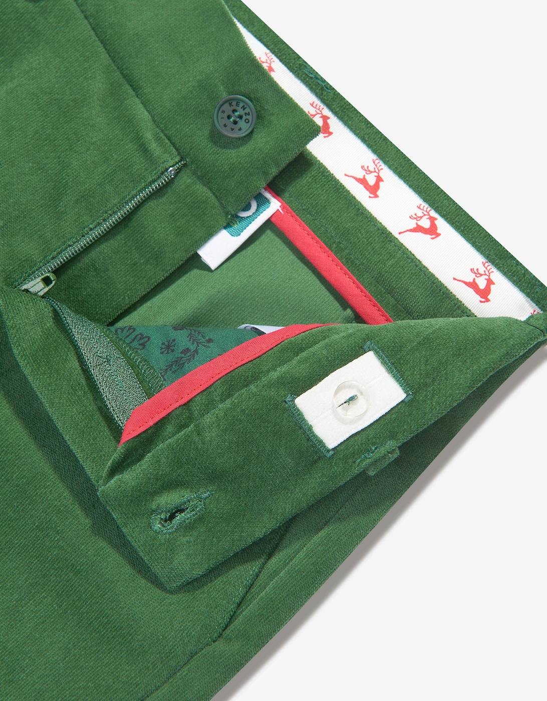 Boys Velvet Trousers in Green