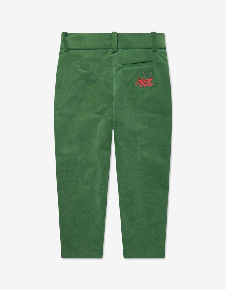Boys Velvet Trousers in Green