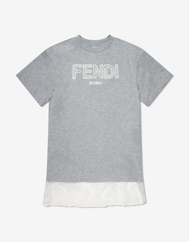 Girls Jersey Logo Dress in Grey