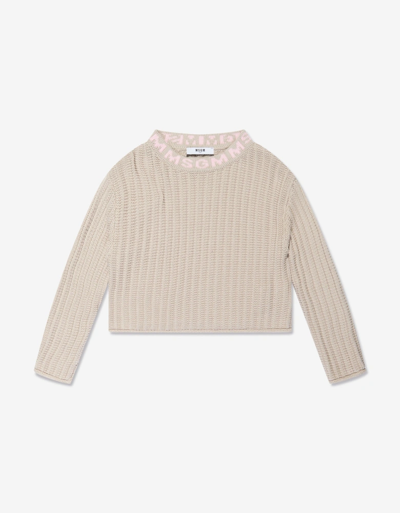 Girls Knitted Jumper in Beige