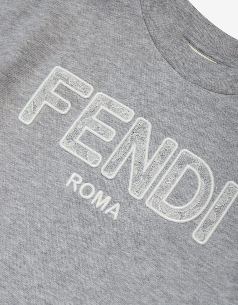 Girls Jersey Logo Dress in Grey