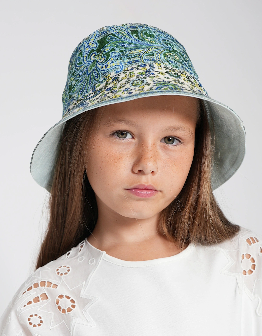 Girl's Zimmermann Girls Paisley Bucket Hat in Green - Size: ONE size,