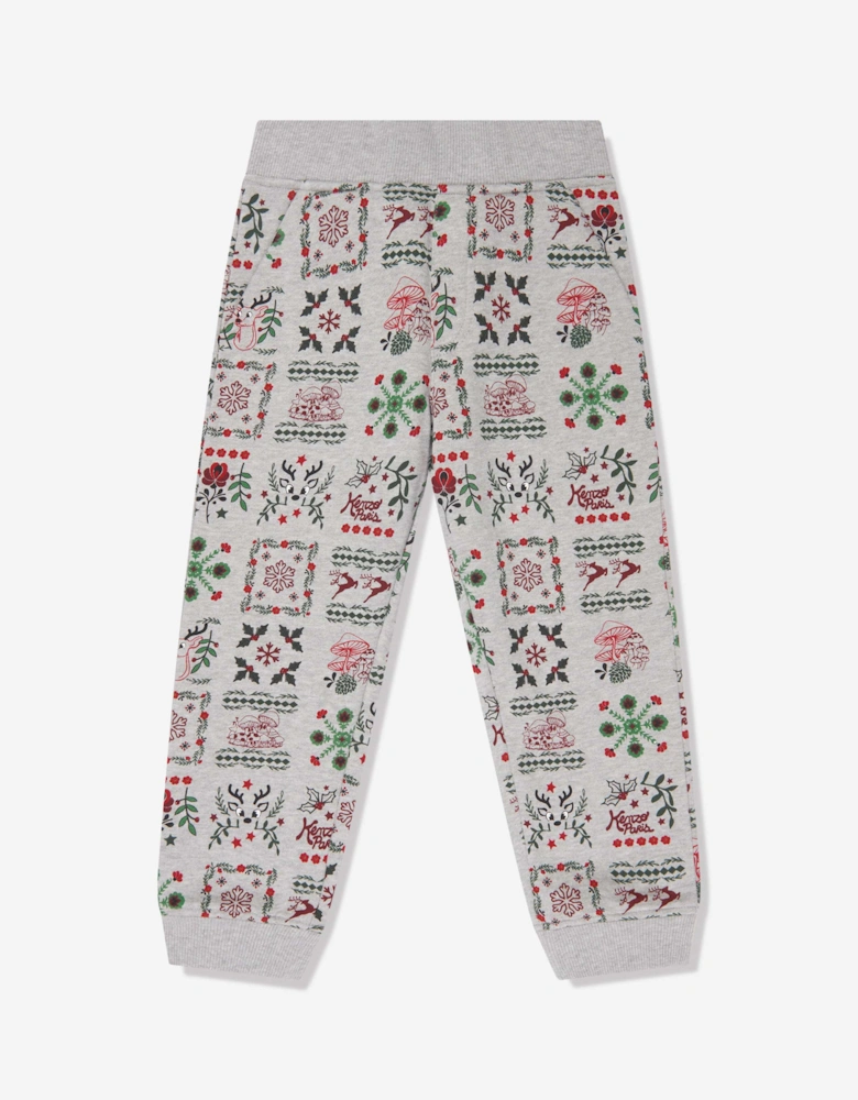 Boys Seasonal Print Joggers in Grey