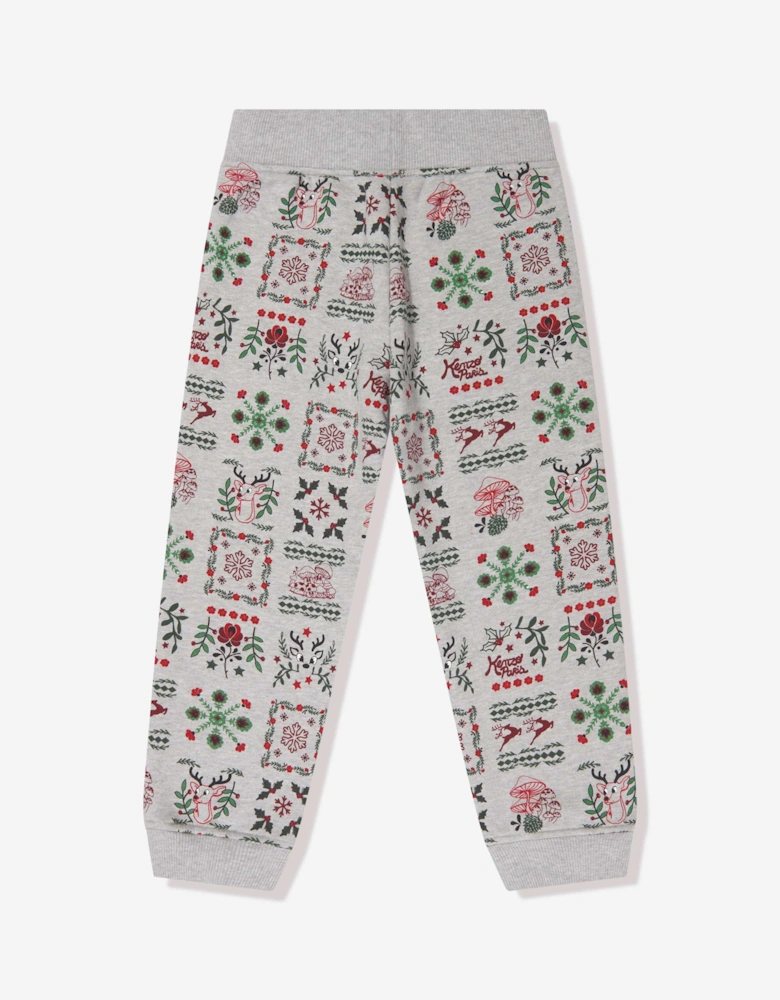 Boys Seasonal Print Joggers in Grey