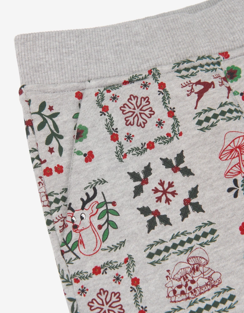 Boys Seasonal Print Joggers in Grey
