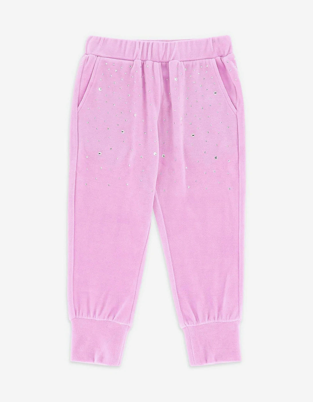 Angels Face Girls Bijou Crystal Velour Joggers in Pink