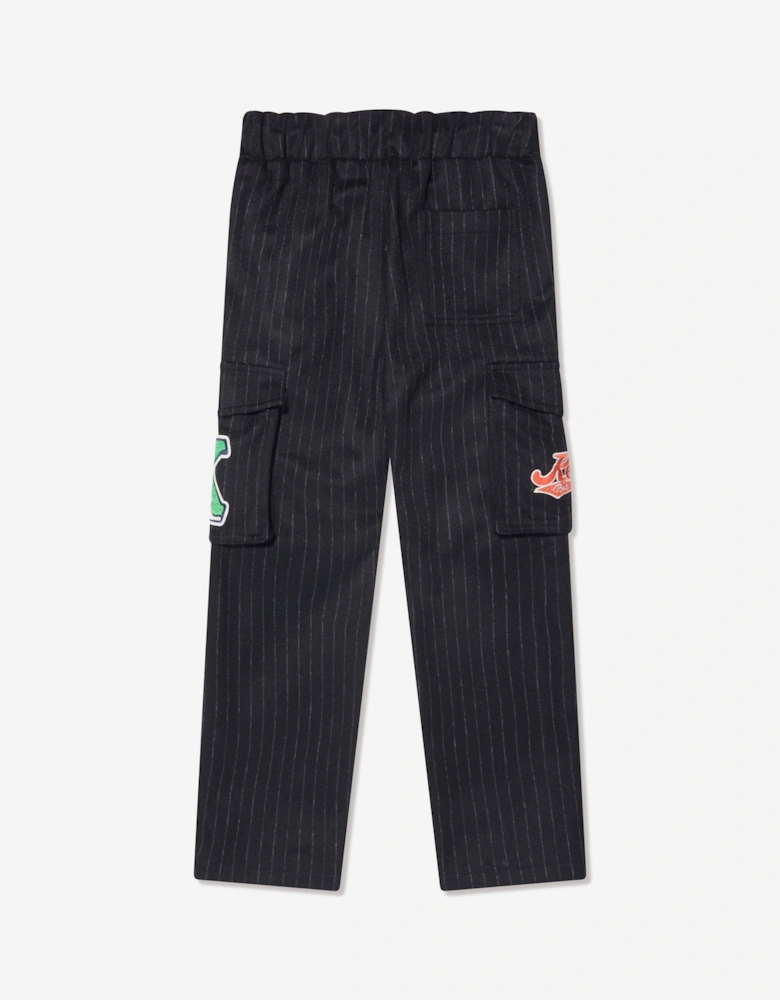 Boys Striped Cargo Trousers in Navy