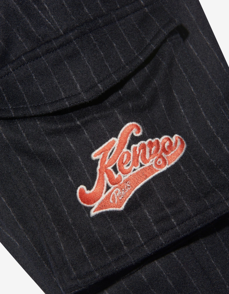 Boys Striped Cargo Trousers in Navy