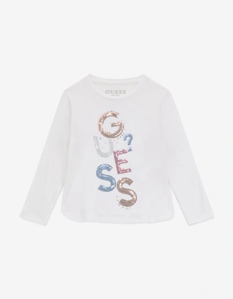 Girls Long Sleeve Logo T-Shirt in White