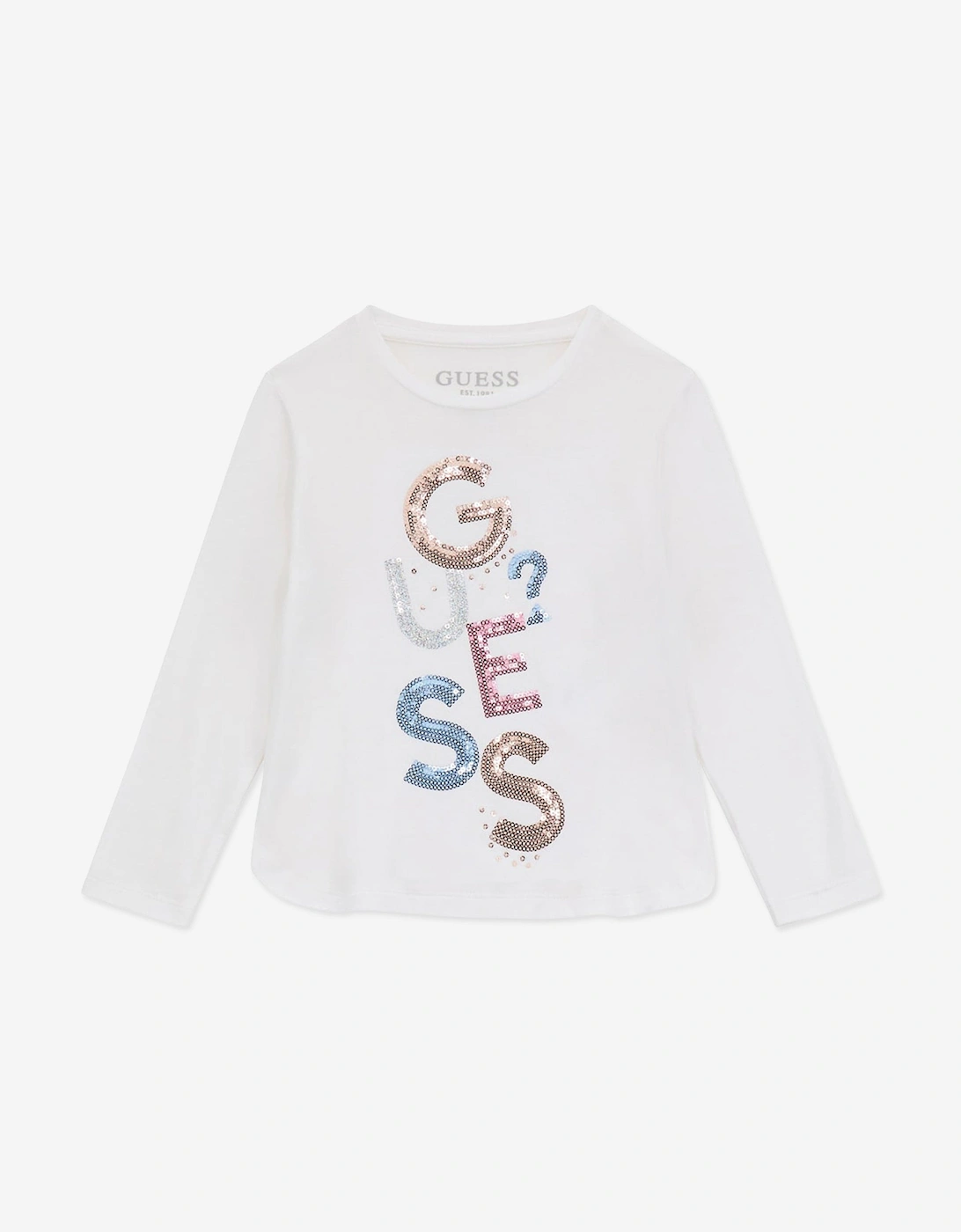 Girls Long Sleeve Logo T-Shirt in White, 5 of 4
