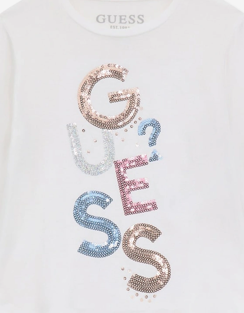 Girls Long Sleeve Logo T-Shirt in White