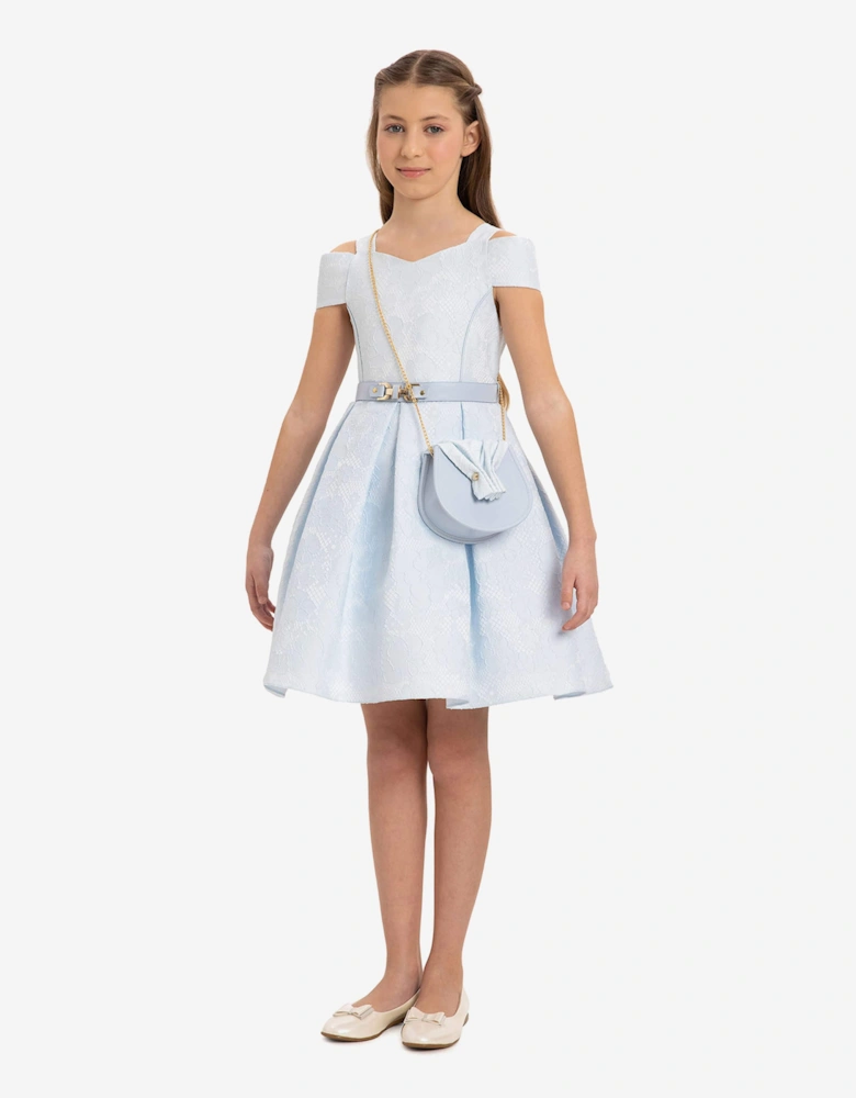 Girls Dress with Bag and Belt in Blue