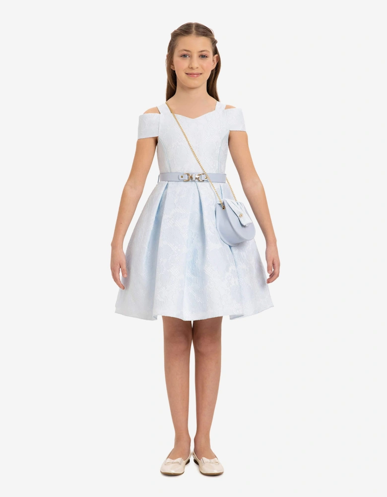 Girls Dress with Bag and Belt in Blue