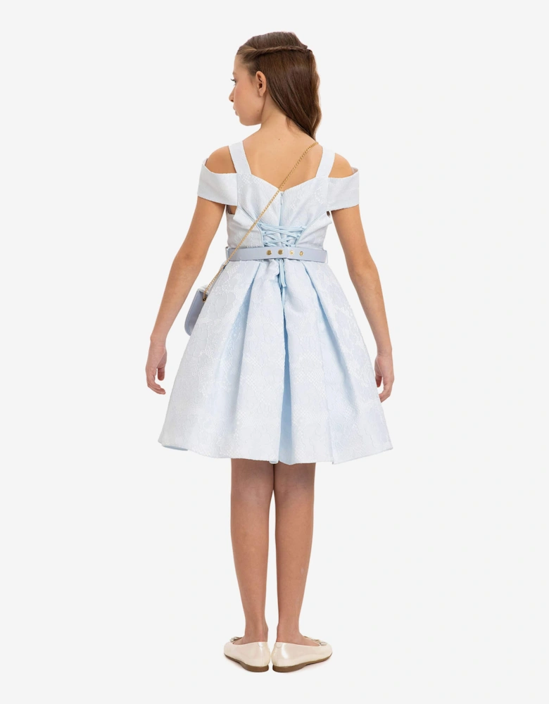 Girls Dress with Bag and Belt in Blue