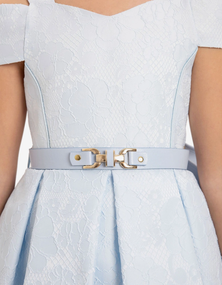 Girls Dress with Bag and Belt in Blue