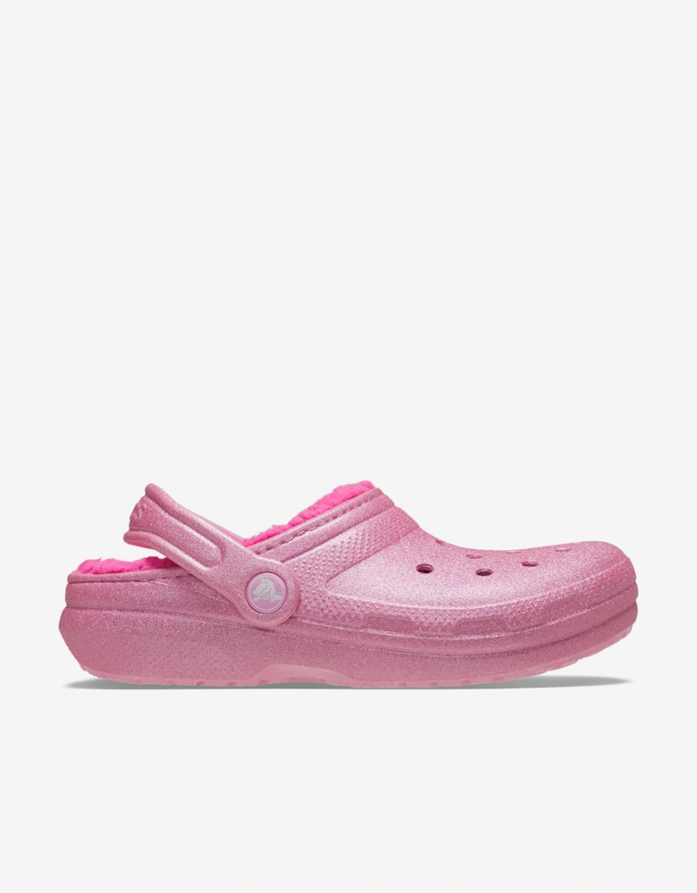 Girls Classic Lined Glitter Clog in Pink