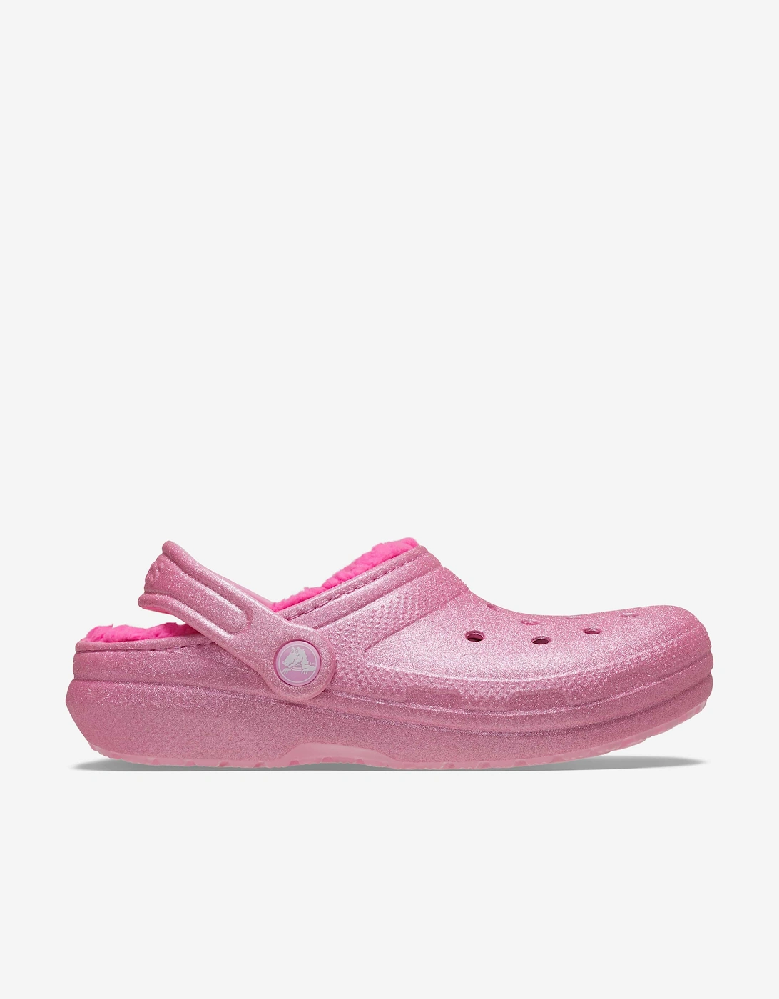 Girls Classic Lined Glitter Clog in Pink, 5 of 4