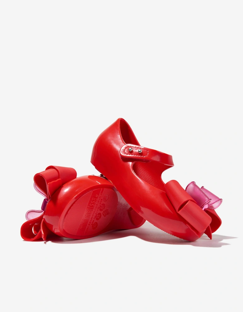 Girls Mini Ultragirl Fab Bow Ballerinas in Red