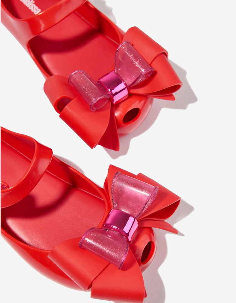 Girls Mini Ultragirl Fab Bow Ballerinas in Red