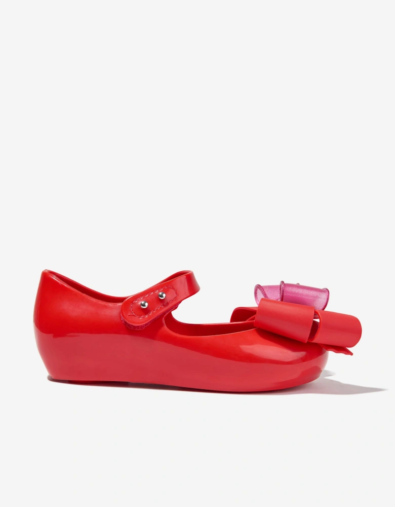 Girls Mini Ultragirl Fab Bow Ballerinas in Red