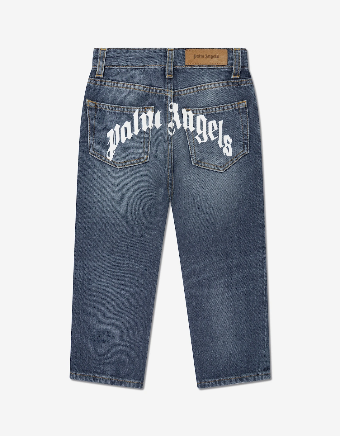 Boys Curved Logo Jeans in Blue