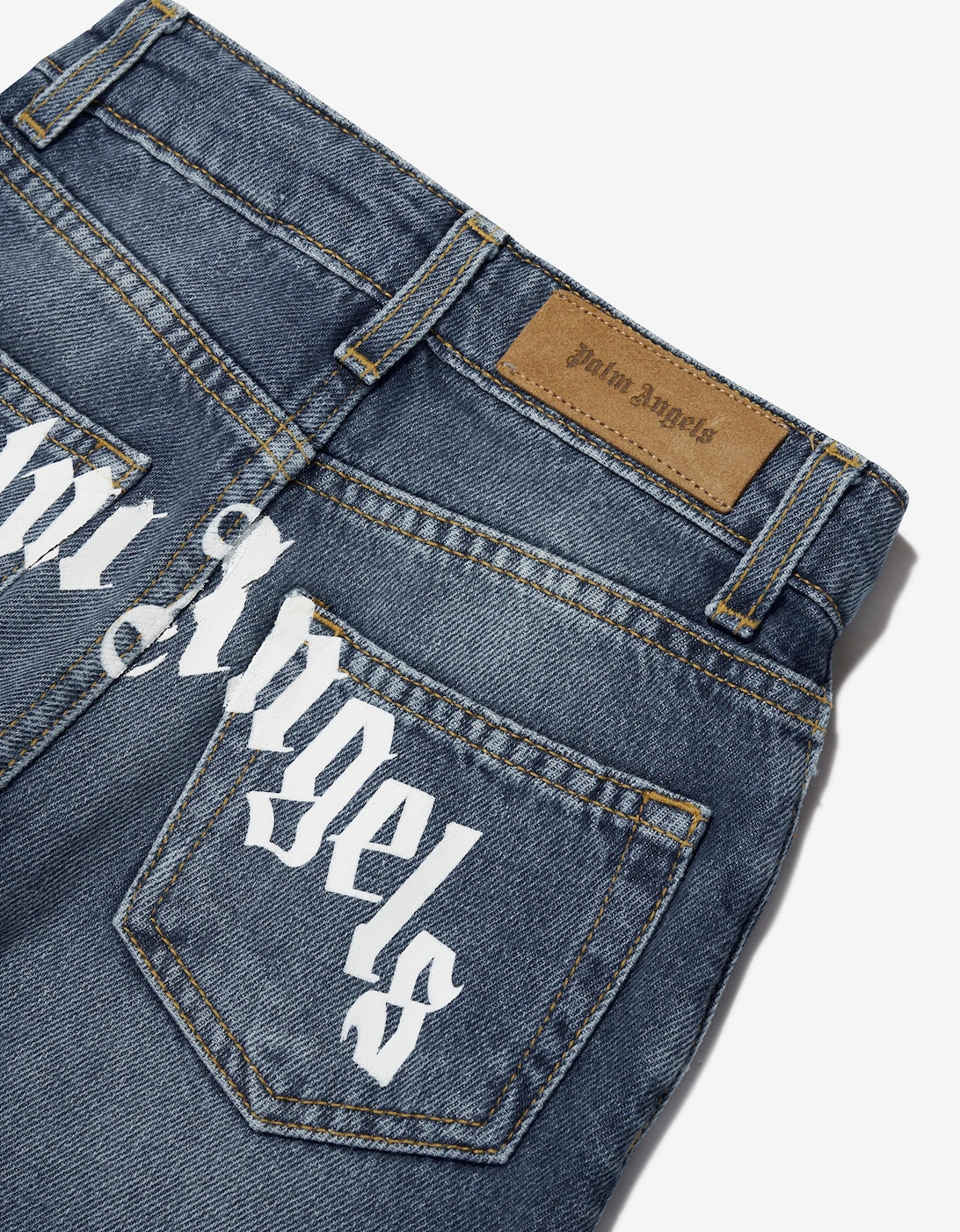 Boys Curved Logo Jeans in Blue