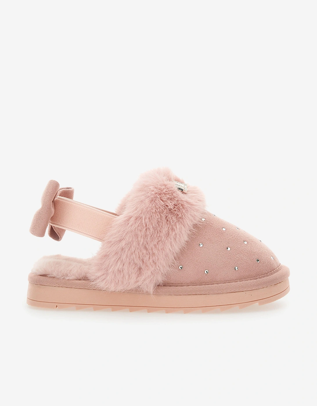 Girls Suede Slippers With Rhinestones in Pink, 5 of 4