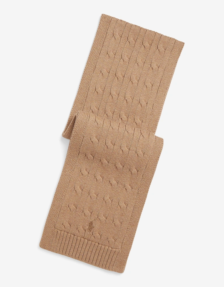 Boys Cable Knit Scarf in Beige