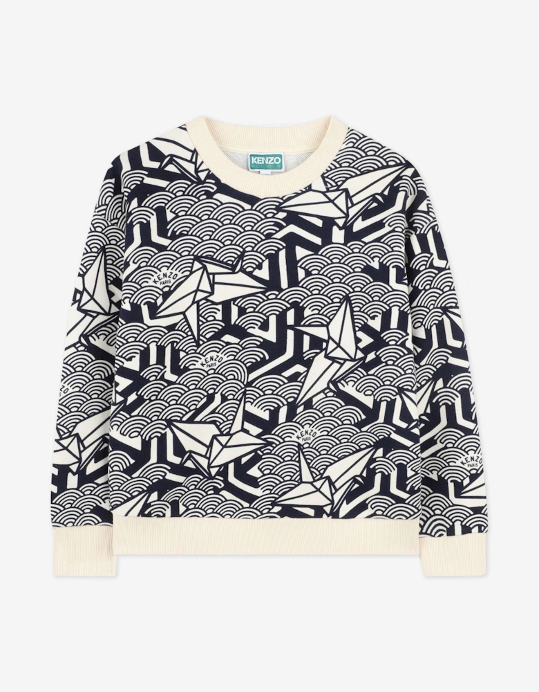Kids Origami Sweatshirt in Navy