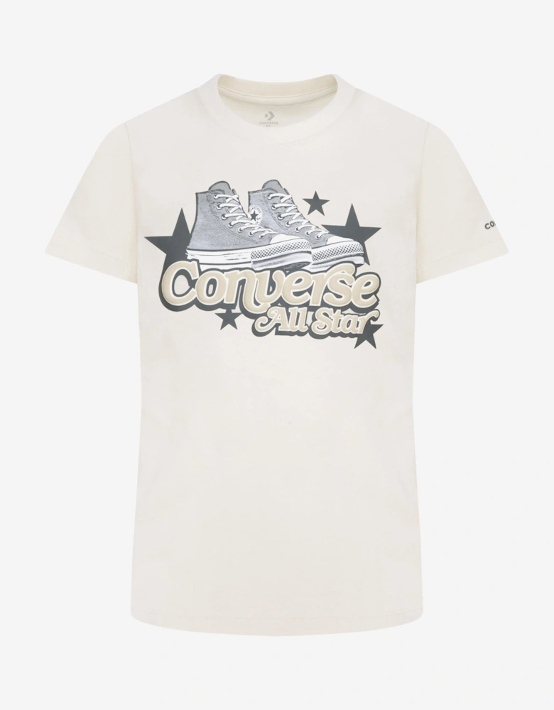 Girls Retro Trainer GFX T-Shirt in Ivory