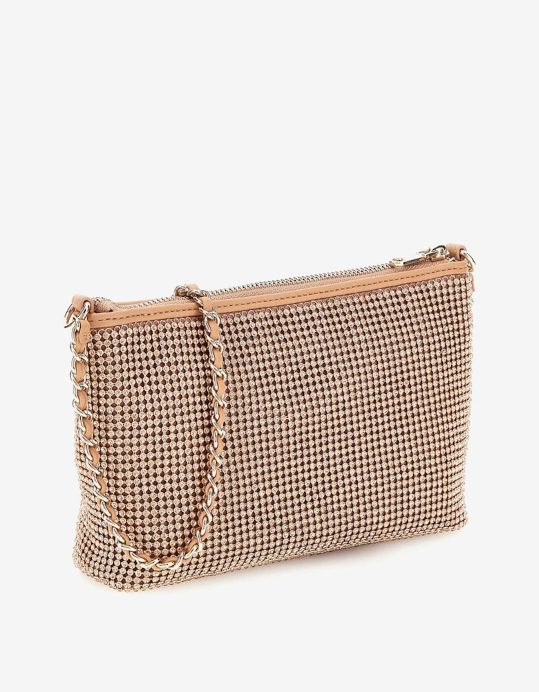 Girls Crystal Mesh Bag in Beige (20cm)