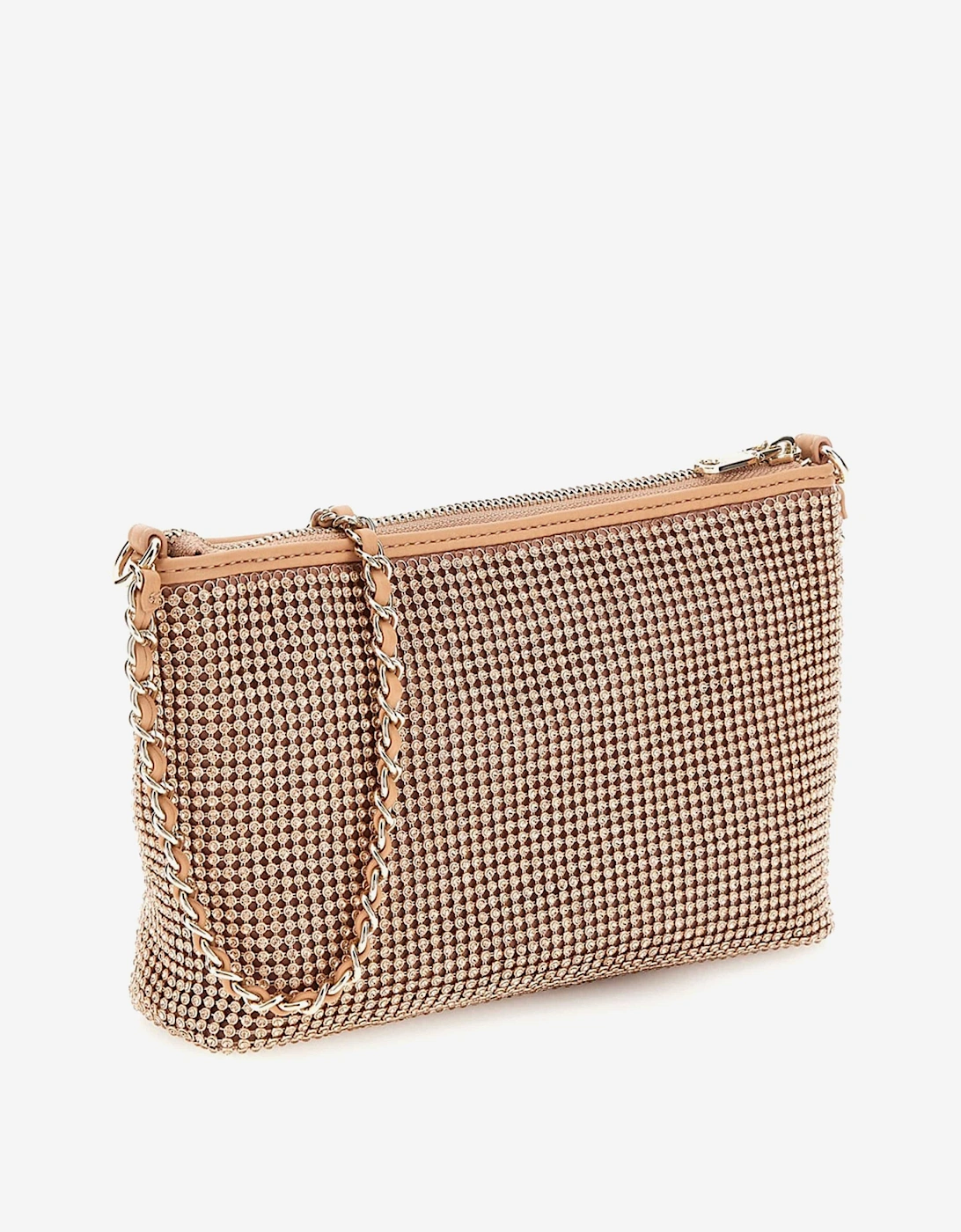 Girls Crystal Mesh Bag in Beige (20cm)