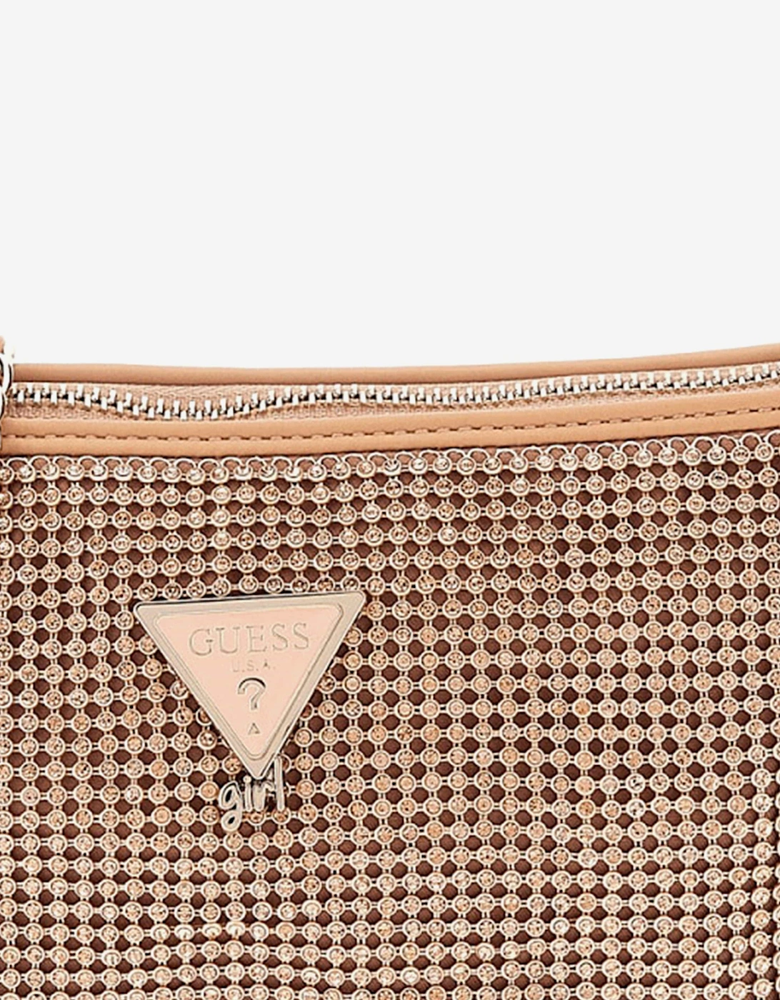 Girls Crystal Mesh Bag in Beige (20cm)