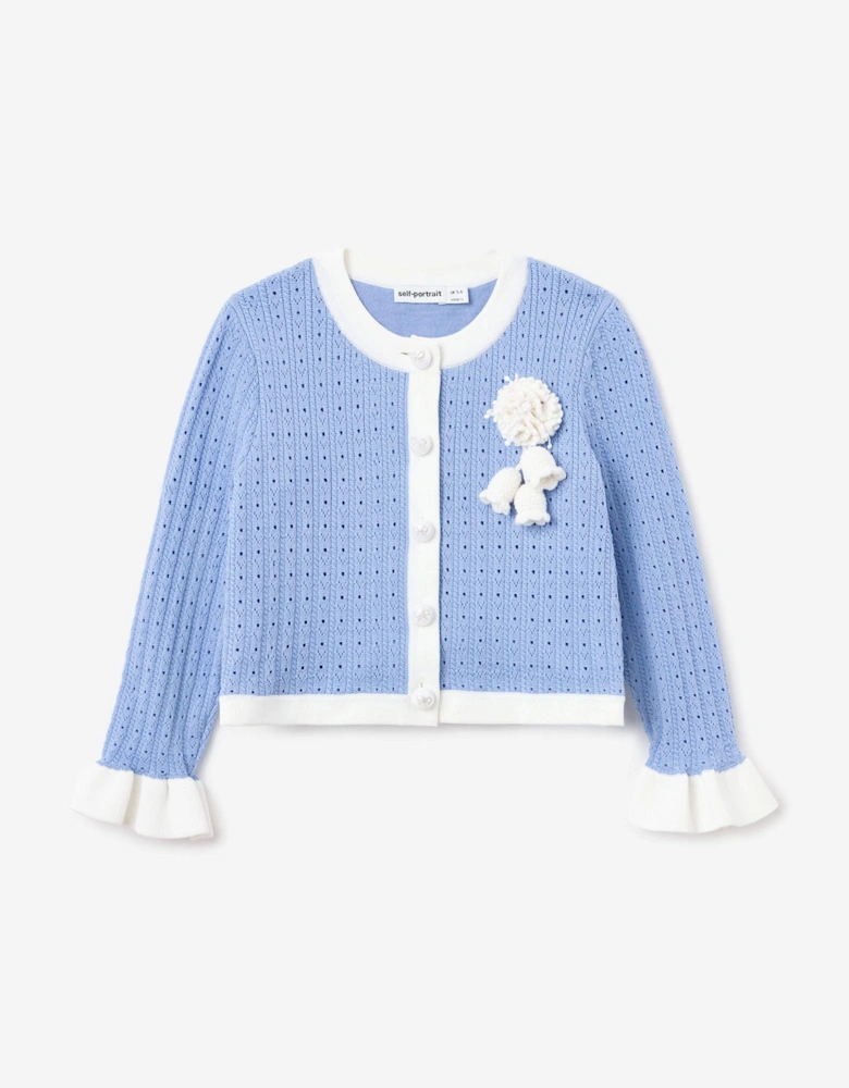 Girls Pointelle Cardigan in Blue