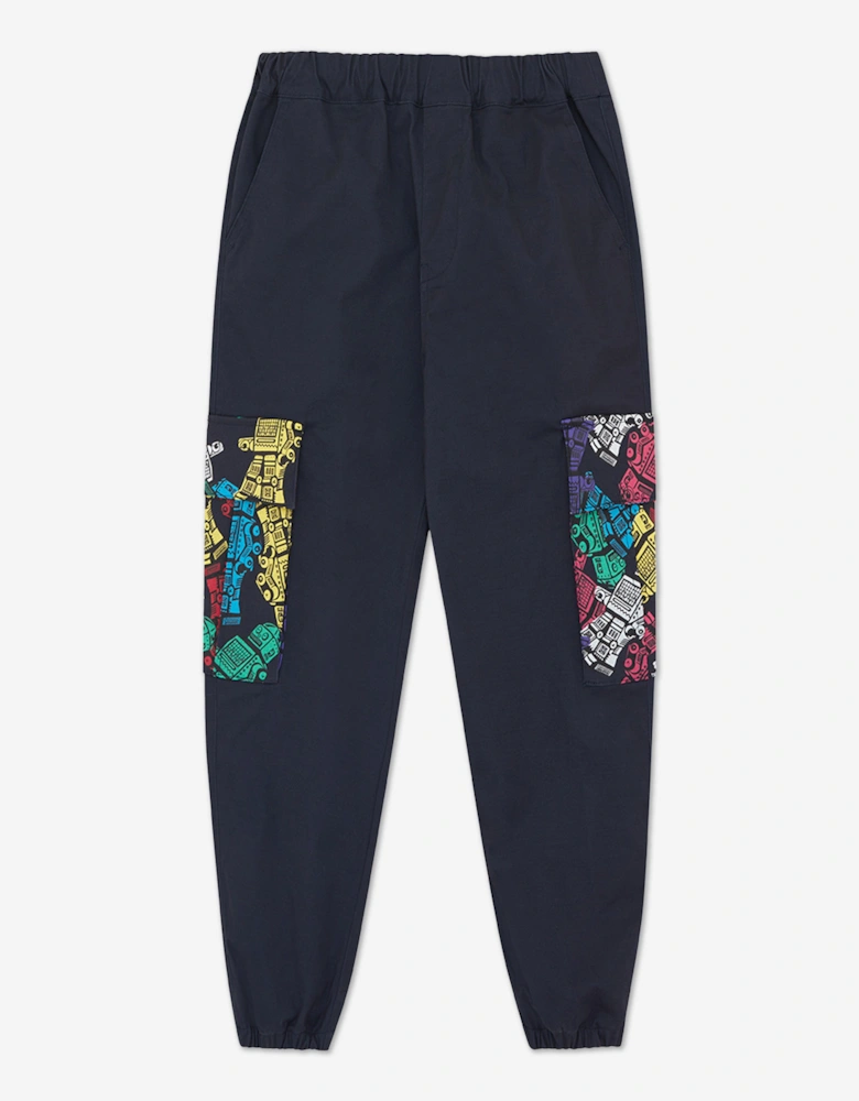 Boys Robot Cargo Trousers in Navy