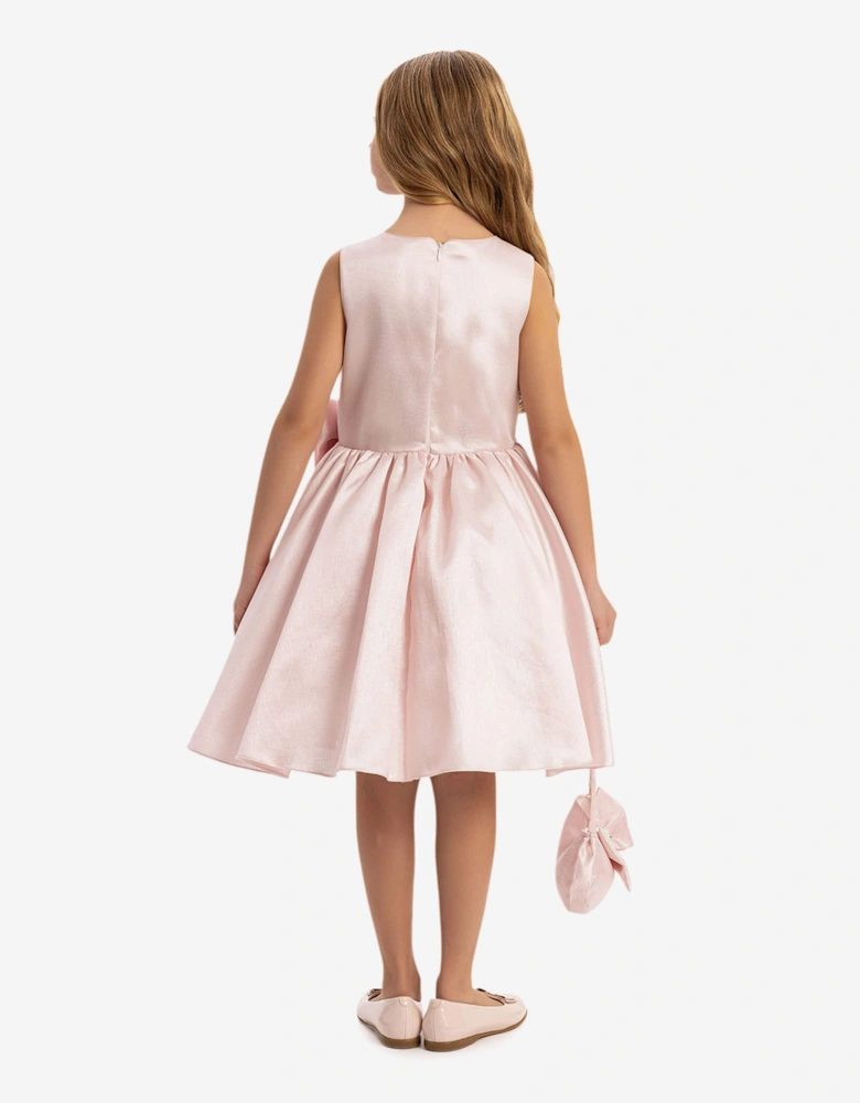 Girls Satin Dress with Matching Bag in Pink