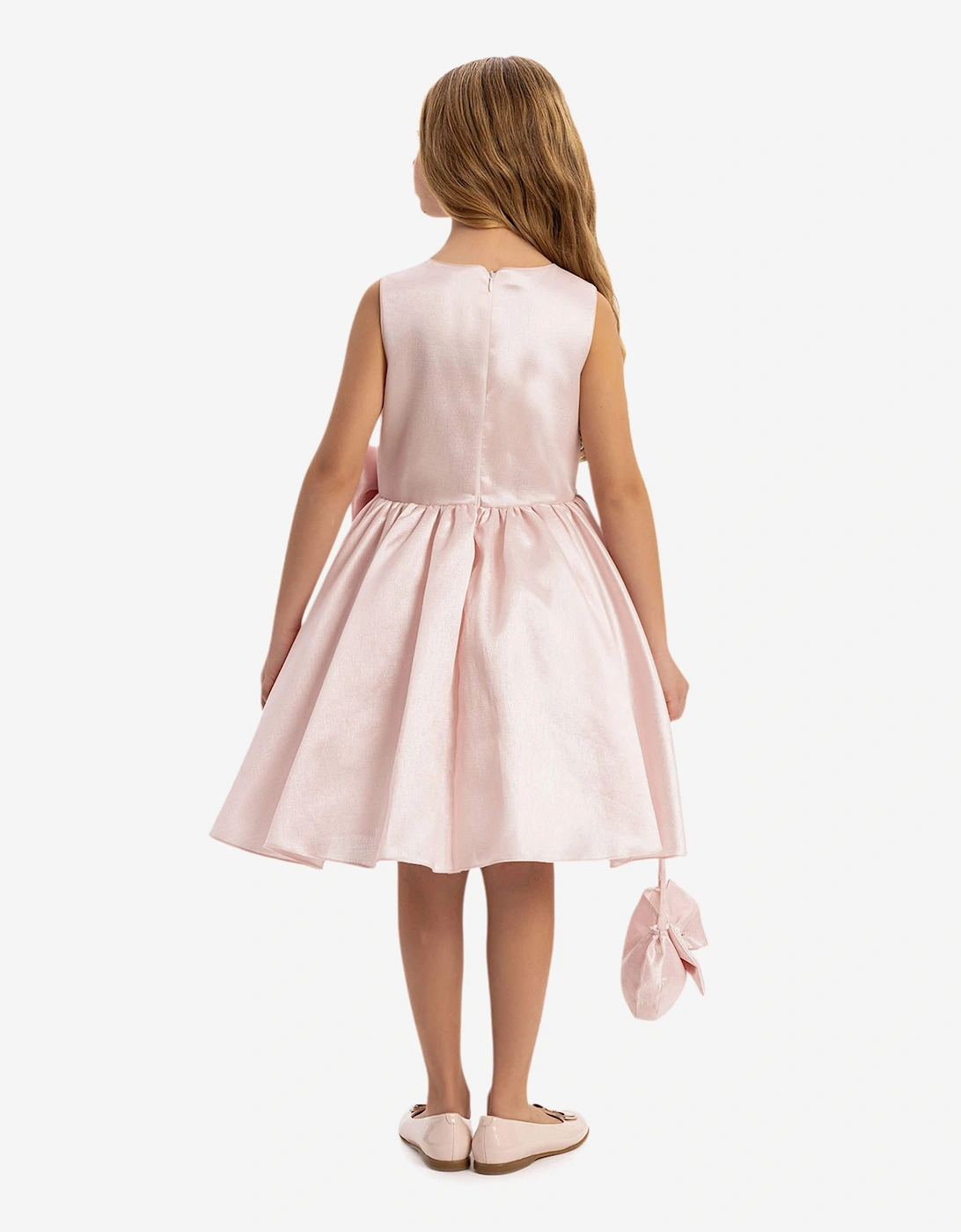 Girls Satin Dress with Matching Bag in Pink