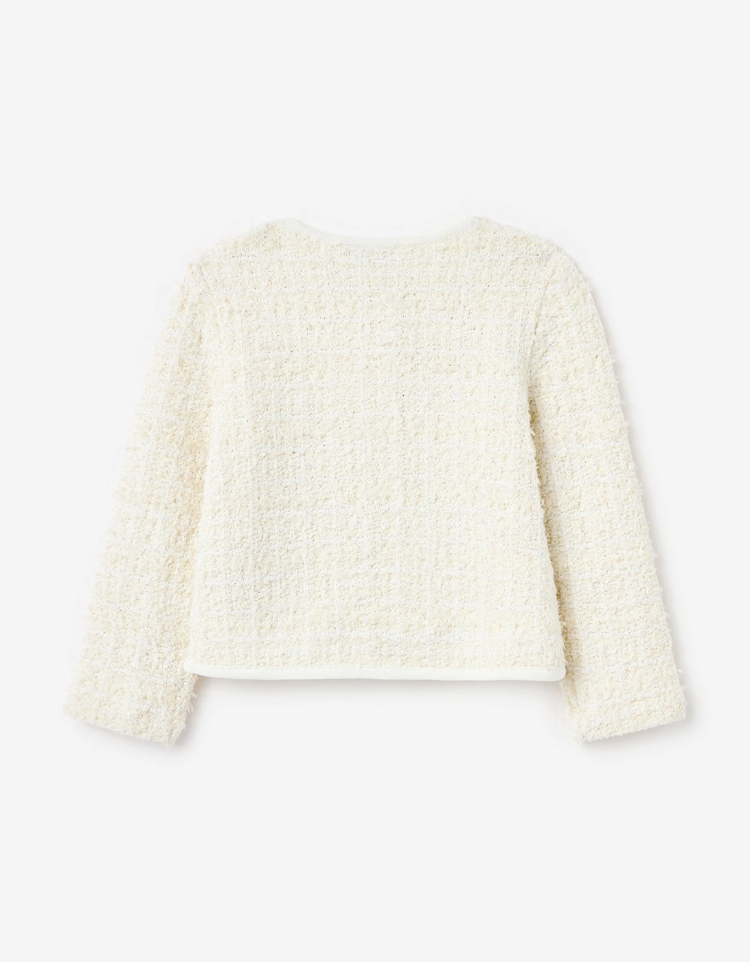 Girls Textured Bow Detail Knit Cardigan in Ivory