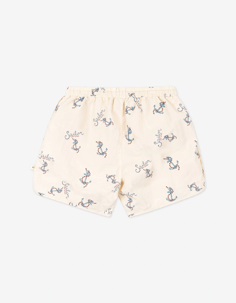 Boys Asnou Rock My Boat Swim Short in Ivory