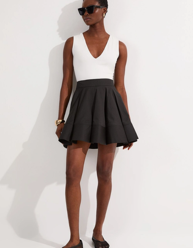 Tailored Cotton Full Mini Skirt
